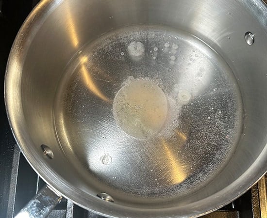 water in a pan