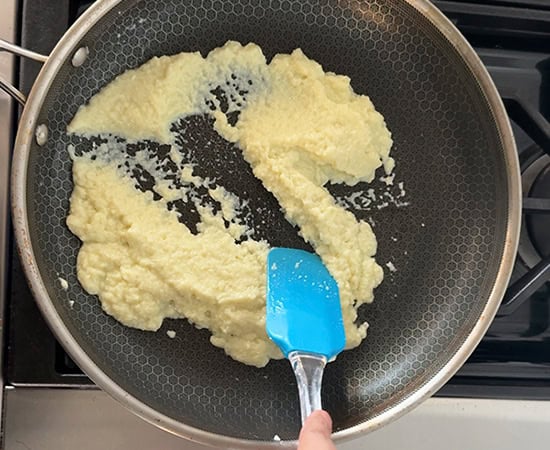 mawa turns into liquidy consistency as it's being roasted