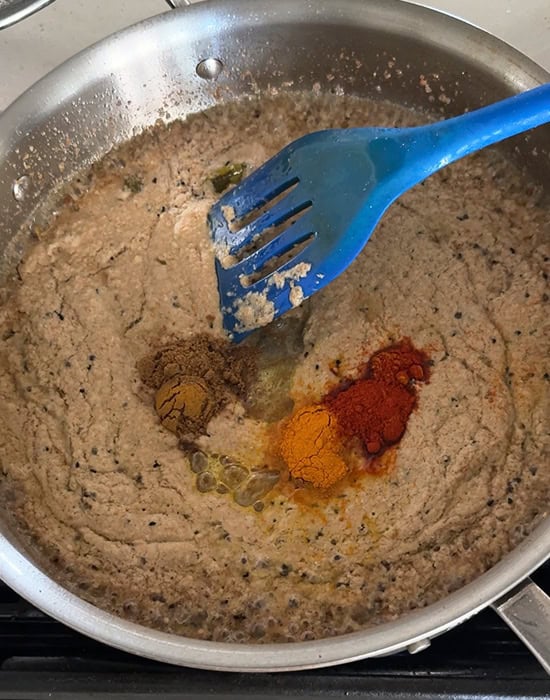 masala paste with spices in a pan