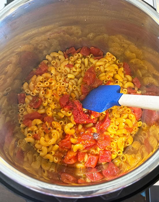 cooked elbow pasta in Instant Pot