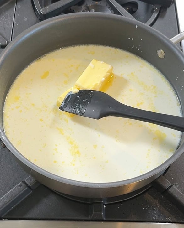 milk with butter in a pan