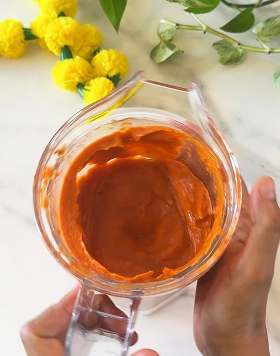 tomato sauce pureed in a blender