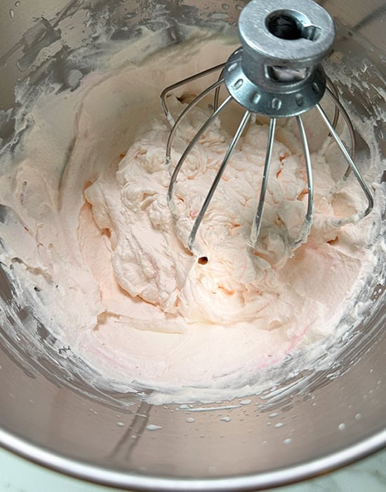 whipped cream in a steel bowl