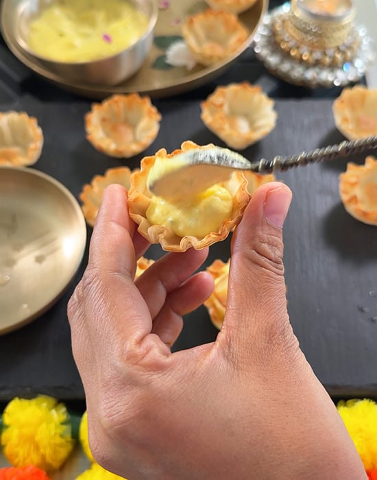 rabdi being filled in phyllo shells