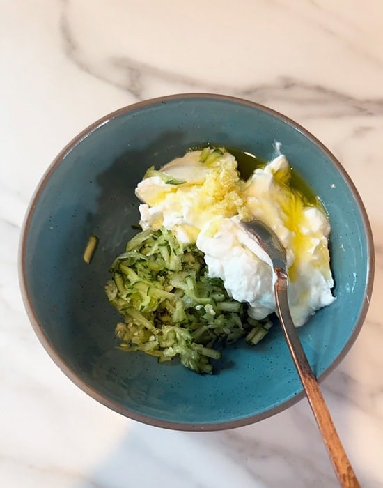 yogurt with cucumber in a bowl