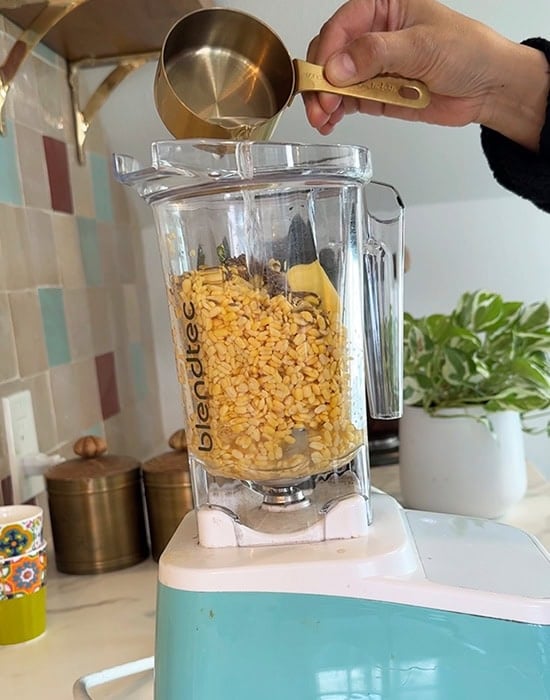 dal with ginger and chilies in a blender