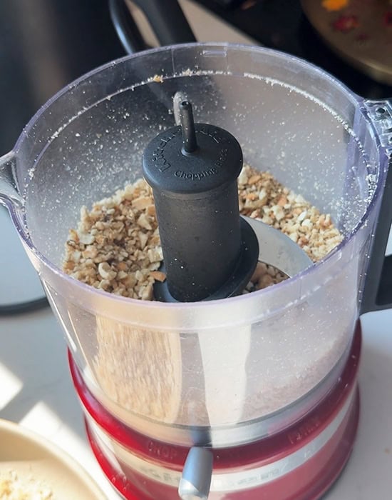 chopped nuts in a food processor