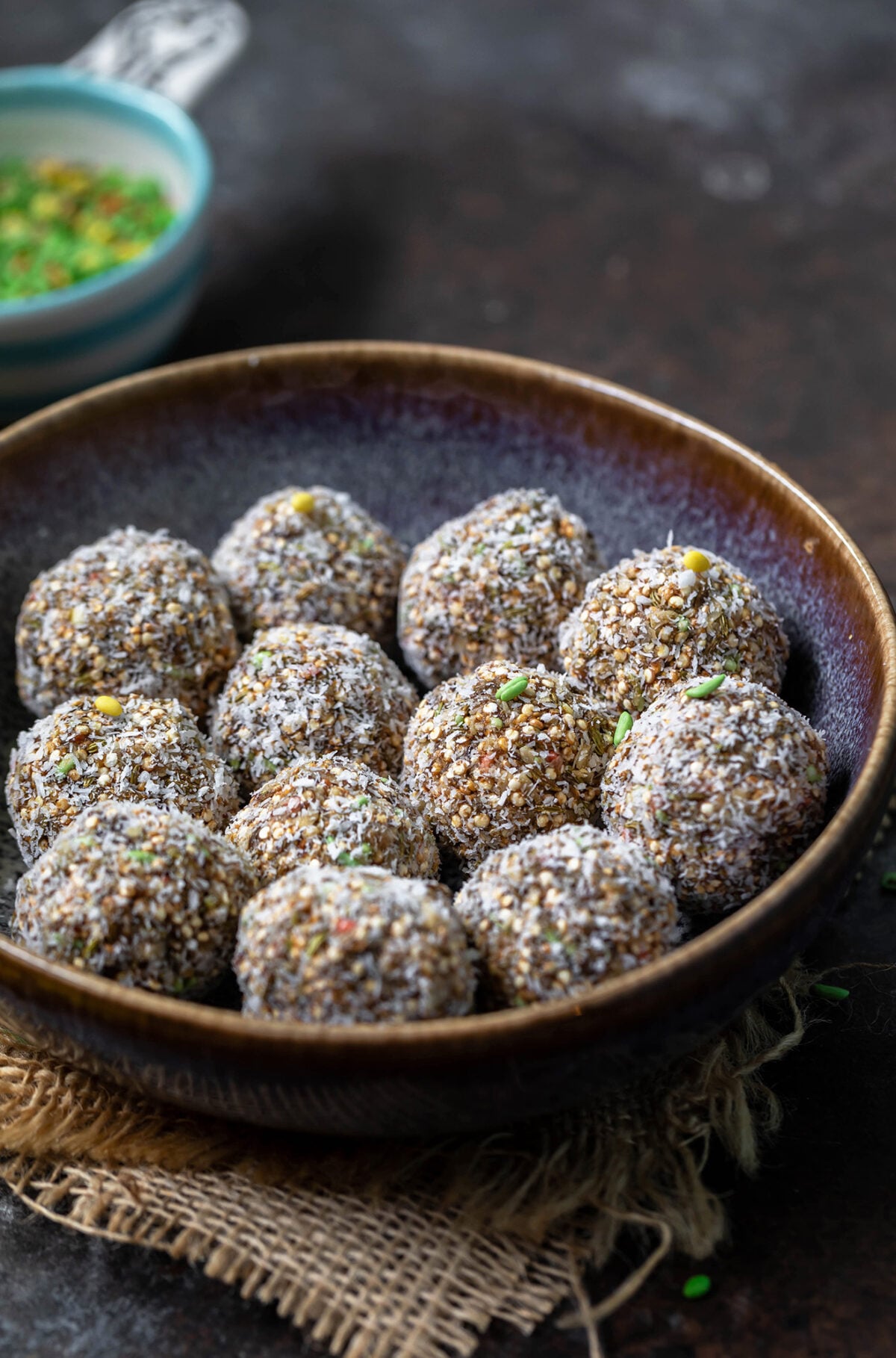 quinoa balls in a round bowl